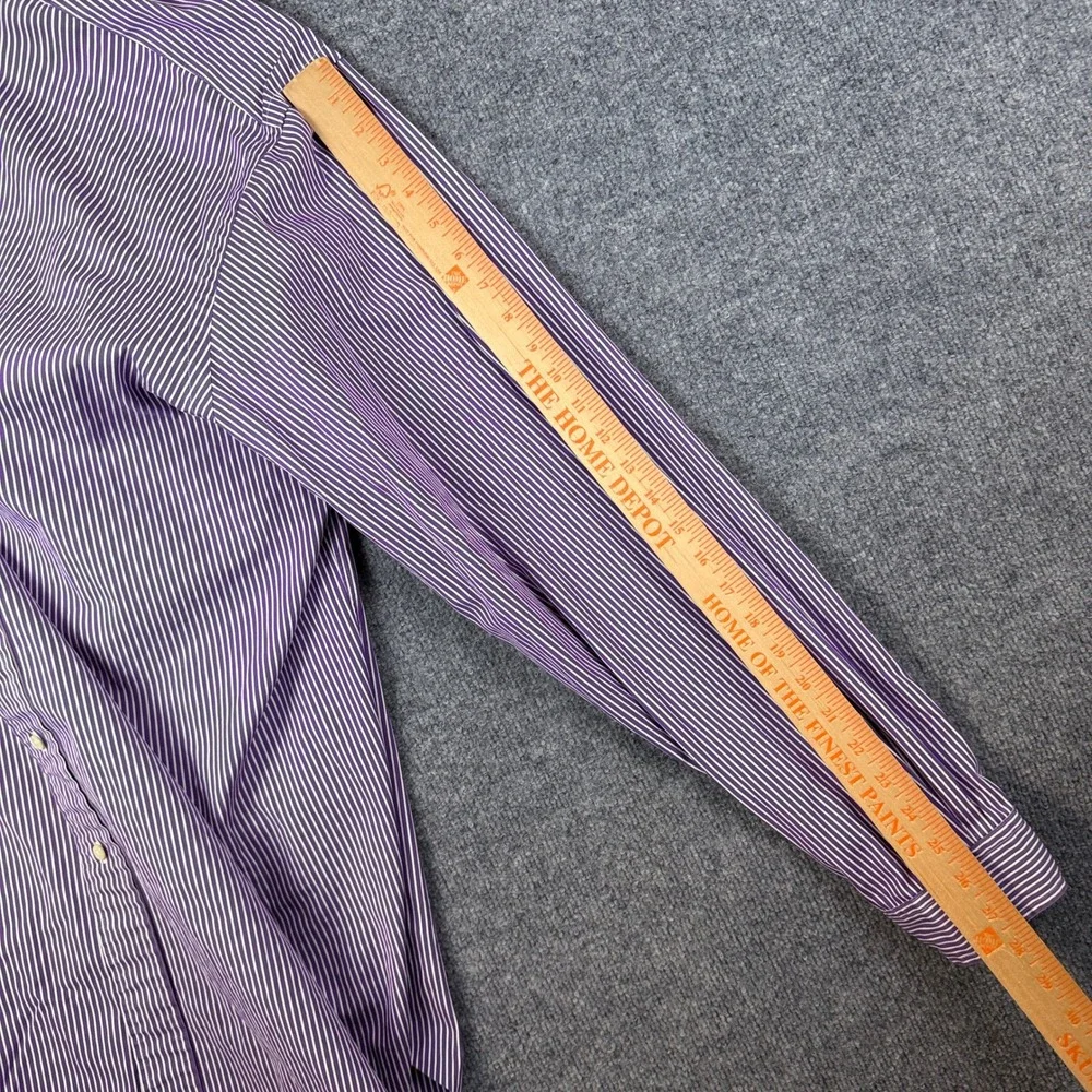 Polo Ralph Lauren Shirt Mens 3XLT Purple White Striped Cotton Poplin Button Up